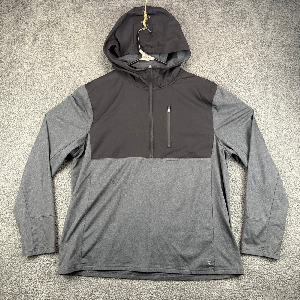 Xersion Womens XL Quick Dry Warmth Hoodie Pullover Athletic Gray Black